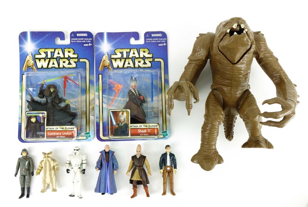 Star Wars Kenner Hasbro Figures - Vintage: Vintage Star Wars Kenner Hasbro Figures! Includes the 1984 Kenner Return Of The Jedi Rancor Monster, 1980 Kenner Figures (Han Solo & Imperial Guard), Stormtrooper, Chief Chirpa & Ki-Adi-Mundi. Finally