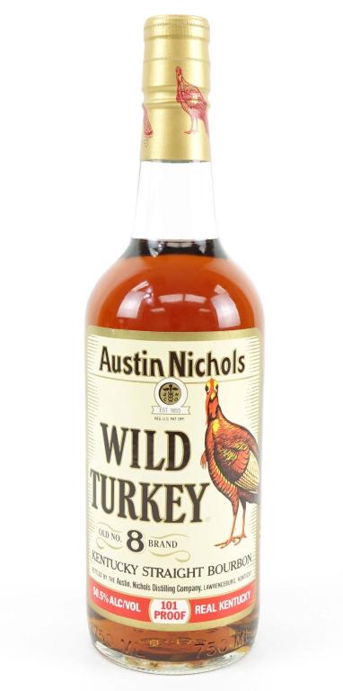 1993 Wild Turkey Straight Bourbon Bottle: *** IF YOU MAY NEED SHIPPING YOU MUST SPEAK WITH IAN BEFORE BIDDING ON BOTTLES 847-625-0555 *** 101 proof, 750ml and sealed.