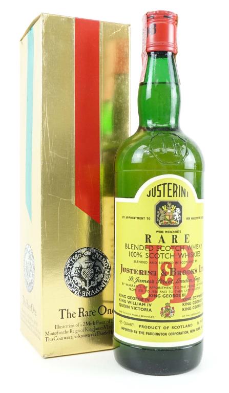 J&B Rare Blended Scotch Whisky Bottle: *** IF YOU MAY NEED SHIPPING YOU MUST SPEAK WITH IAN BEFORE BIDDING ON BOTTLES 847-625-0555 *** J&B Rare Blended Scotch Whisky Bottle: 86 proof, 4/5 qt and sealed in box.