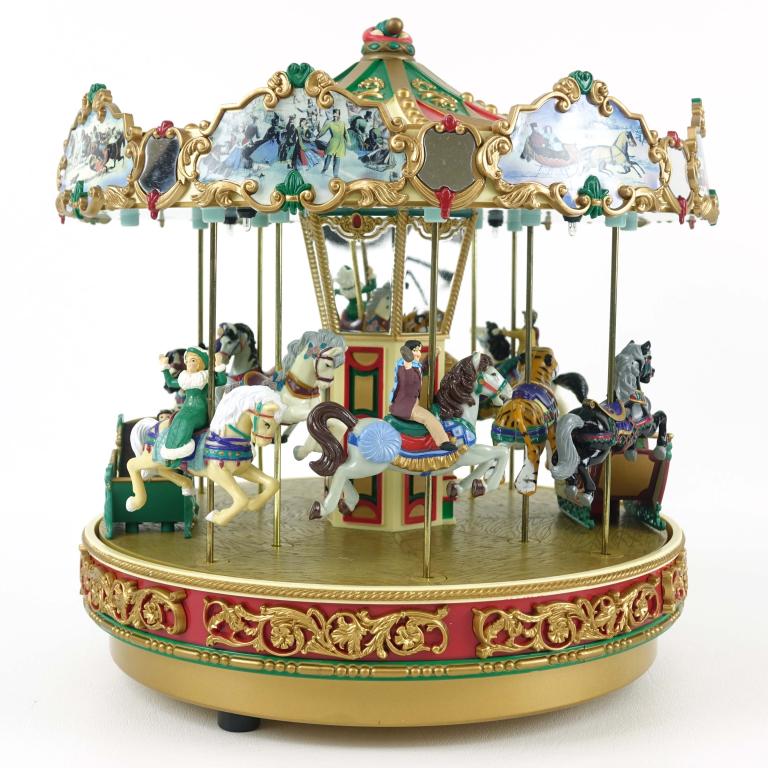 Gold Label Musical Carousel: In box. 11" tall.