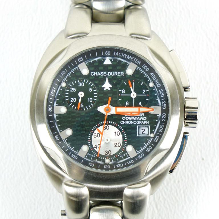 Chase-Durer Bomber Command Watch NOS: W/ B52 Stratofortrem Medallion. Battery depleted. With COA and box. Box interior has some damage.