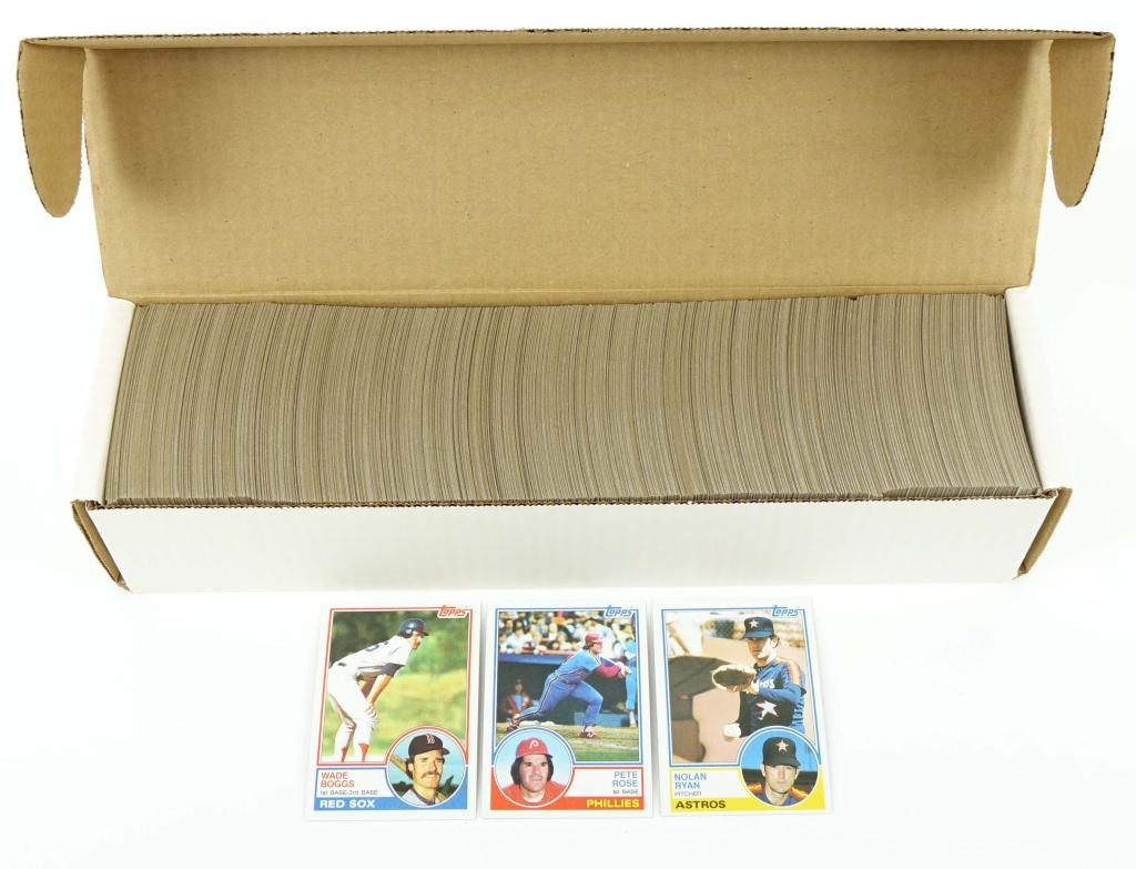 1983 Topps Baseball Set: 1983 Topps Baseball Set. Appears to be almost complete however it is missing the Tony Gwynn #482 (Rookie Card). Features a Wade Boggs #498 (Rookie Card), Pete Rose #100 & Nolan Ryan #360. These cards 