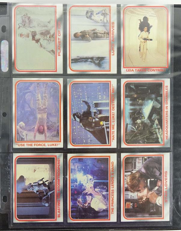 '77 Star Wars & '80 Empire Strikes Back TCs: Binder of 1977 Star Wars and 1980 Empire Strikes Back trading cards. About 315 cards in total.