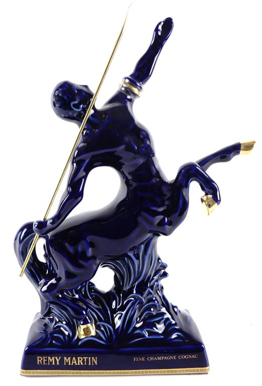 Remy Martin Blue Centaur Cognac Decanter: *** IF YOU MAY NEED SHIPPING YOU MUST SPEAK WITH IAN BEFORE BIDDING ON BOTTLES.847-625-0555 *** Bernardaud Decanter - Fine Champagne Cognac. Sealed, feels full. 3lb., 8.6oz. total weight.