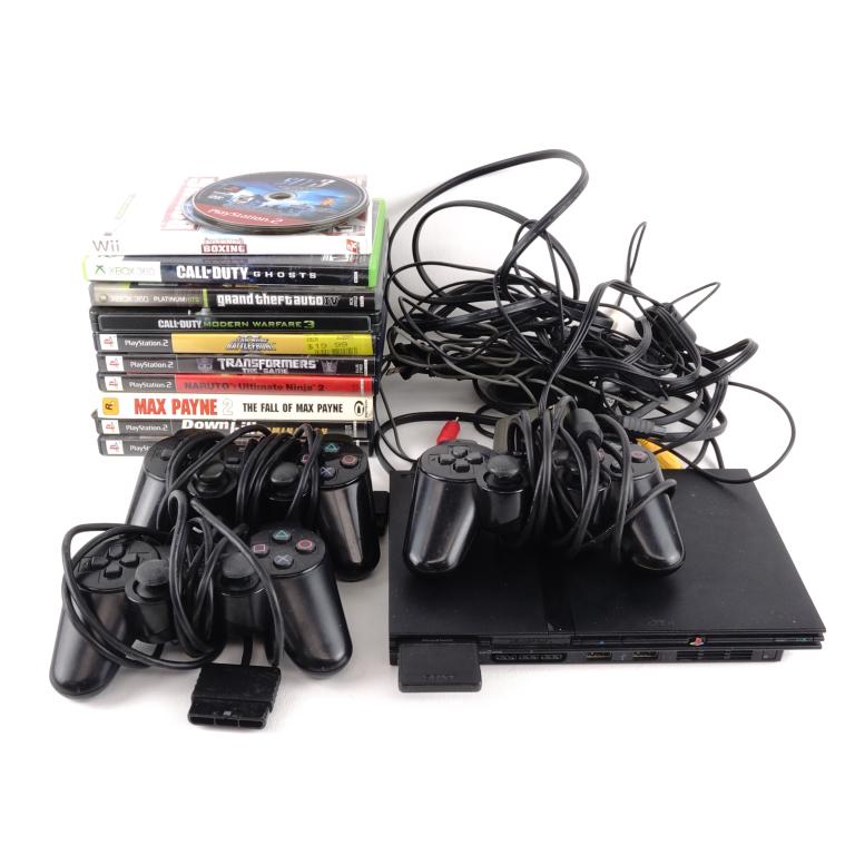 PS2 Slim With (10+) Games: PS2 Slim With (10+) Games. Includes Naruto: Ultimate Ninja 2 (PS2), Max Payne 2 (PS2), Downhill Domination (PS2), God Of War (PS2), Transformers The Game (PS2), Star Wars Battlefront II (PS2), Call Of