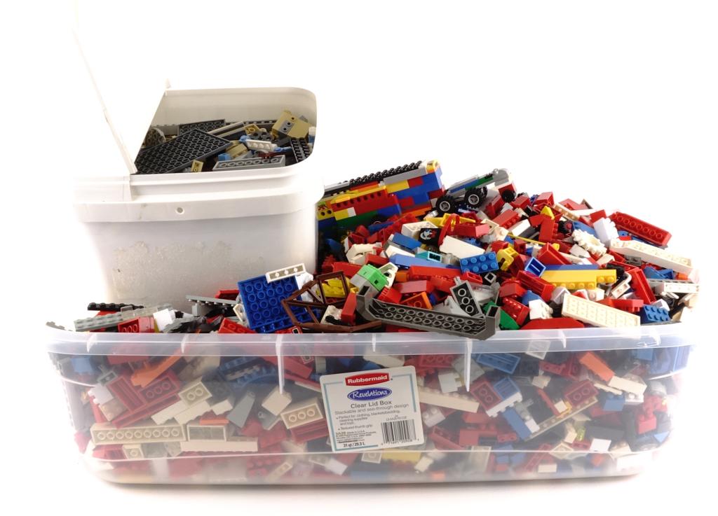 Lego Bricks: Tub of mixed Lego bricks. 24 pounds, 11 oz in total.