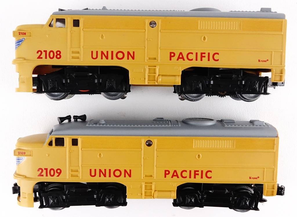 K-Line O / O27 Gauge Electric Trains (2): Yellow Union Pacific. 0/027 gauge. Diesel engines.