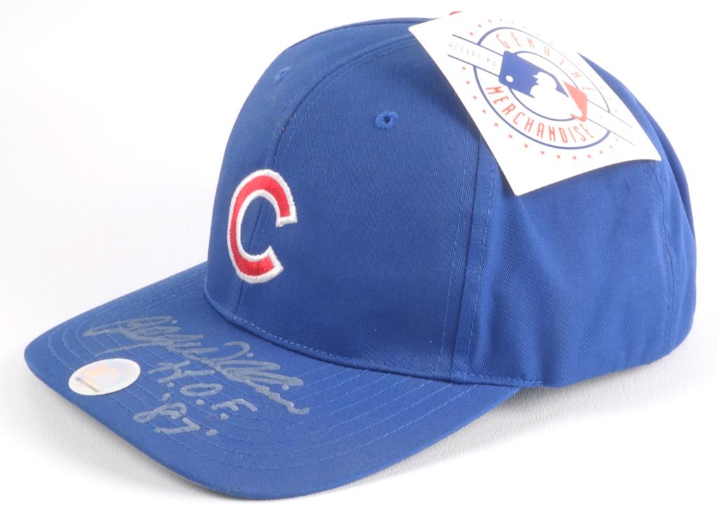 Billie Williams Signed Hat: Chicago Cubs hat with HOF Billie Williams signature. Casing has some minor damage. Still has sticker and logo. NO COA.