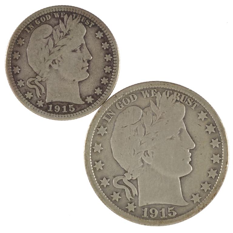 1915-s Barber Quarter and Barber Half Dollar (1 of 2)