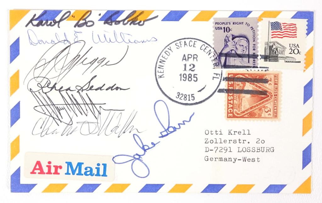 STS-51D Crew Signed Launch Postcard (1 of 2)