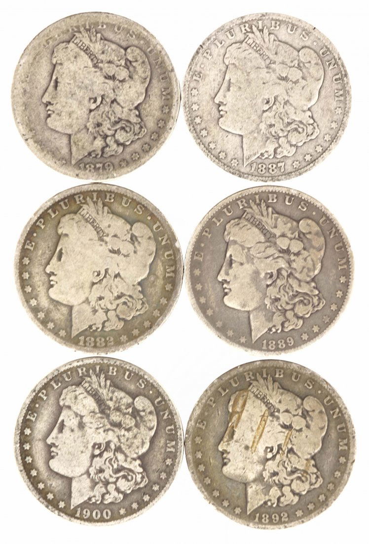 6 Morgan Silver Dollars - Lower Grade (1 of 8)