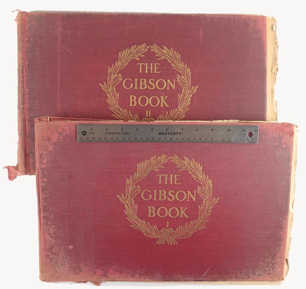 The Gibson Book (Vol 1 & 2): 1906. Collection of drawings of Charles Dana Gibson. Books are in rougher shape but appear complete.
