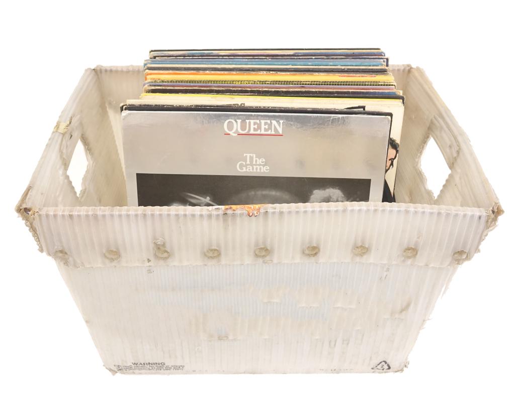 LP Vinyl Records (38): Lot of 38 LP Vinyl Records including, Cheap Trick, Bruce Springsteen, Culture Club, Super Tramp (x2). Pen ink noticed on few album covers, and 1 record with a torn front cover.