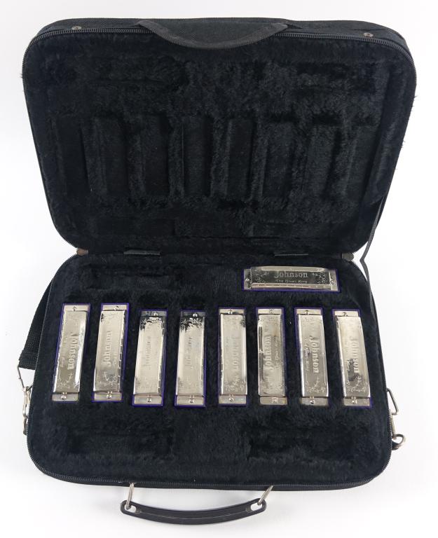Johnson Harmonicas (9): - 9 pieces. - Includes a case. -What's your obsession with John Popper?