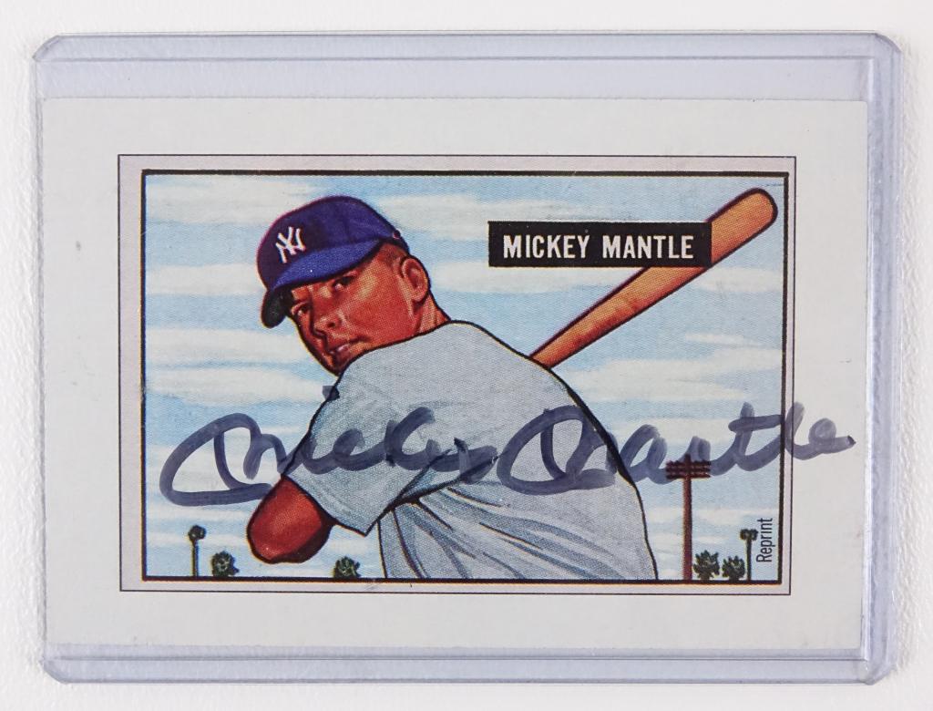 1989 Bowman Signed Mickey Mantle Card: No COA. As is.