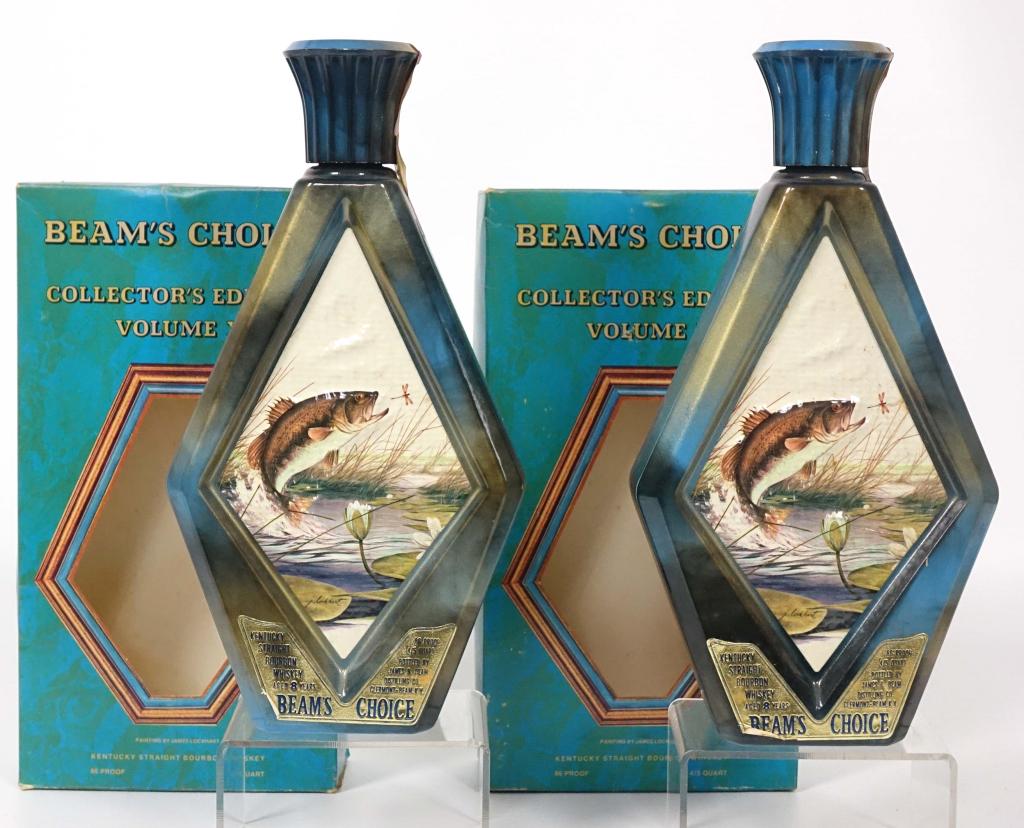 '75 (?) Beam's Choice Whiskey (2): ** IF YOU MAY NEED SHIPPING, PLEASE CALL US BEFORE BIDDING ON BOTTLES. 847-625-0555. ** 86 proof, 4/5 qt and feels full / sealed. Possibly 1975 (??).