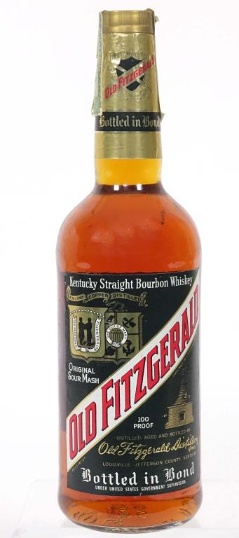1981 (?) Old Fitzgerald BiB Bourbon Whiskey: ** IF YOU MAY NEED SHIPPING, YOU MUST SPEAK WITH IAN BEFORE BIDDING ON BOTTLES. 847-625-0555. ** 1981 (?) Old Fitzgerald BiB Bourbon Whiskey: 100 proof, 750ml and full / sealed. No date on tax strip.