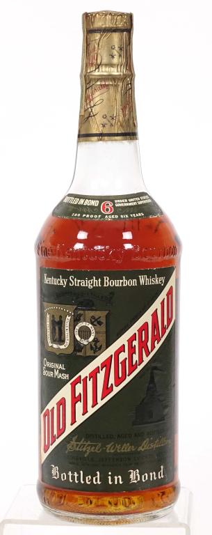 1972 6yr. Old Fitzgerald BiB Bourbon: ** IF YOU MAY NEED SHIPPING, PLEASE CALL US BEFORE BIDDING ON BOTTLES. 847-625-0555. ** Bottled Spring 1966 / Spring 1972. Full and sealed. Bottled in Bond. 100 proof. 4/5 qt.