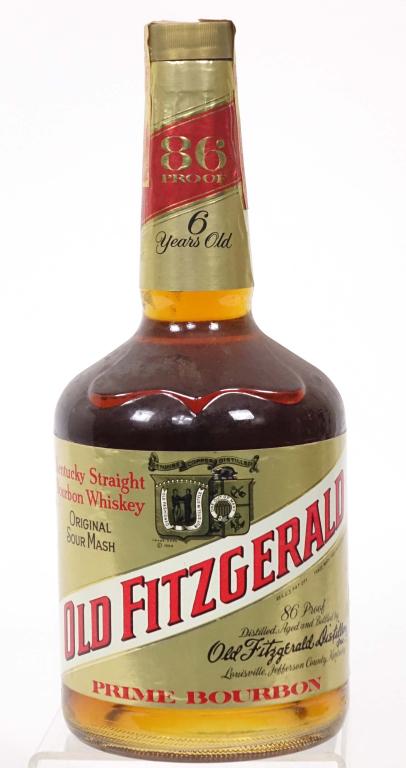 1980 6yr Old Fitzgerald Bourbon Whiskey: ** IF YOU MAY NEED SHIPPING, PLEASE CALL US BEFORE BIDDING ON BOTTLES. 847-625-0555. ** 86 proof, 750ml and full / sealed.
