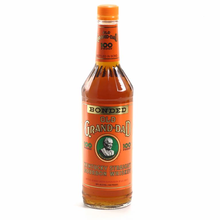 Old Grand-Dad Kentucky Straight Bourbon: ** IF YOU MAY NEED SHIPPING, PLEASE CALL US BEFORE BIDDING ON BOTTLES. 847-625-0555. ** 100 proof, 750ml and sealed.