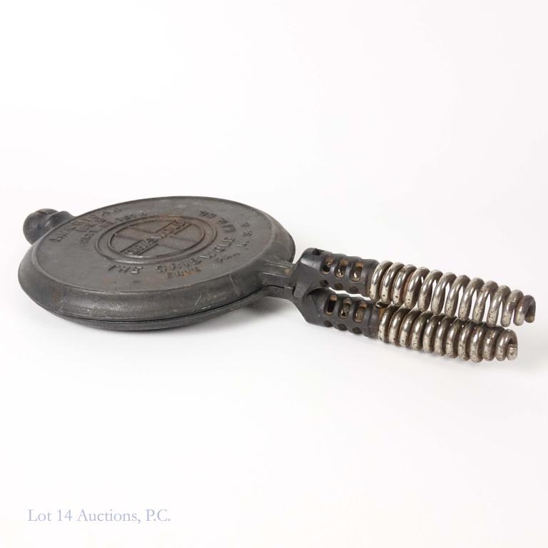 Griswold No. 8 Cast Iron Waffle Maker - Complete: 6 lbs 14 oz. Complete, with base.