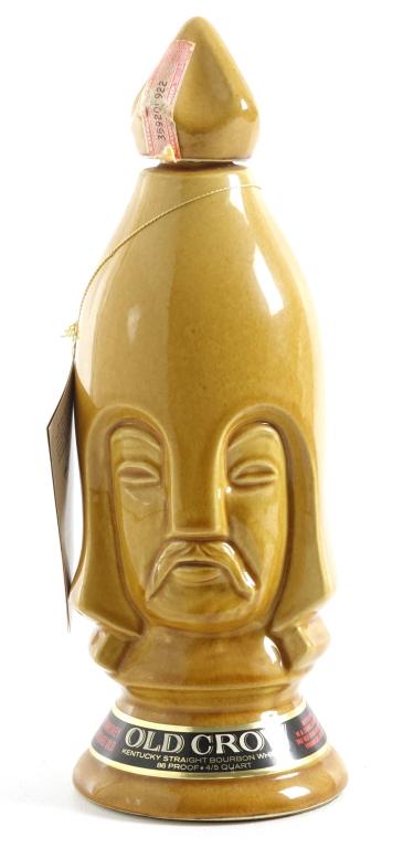 Old Crow Open Chessman Bourbon*: **IF YOU NEED SHIPPING ON BOTTLES OR DECANTERS PLEASE CALL US BEFORE BIDDING! 847-625-0555!** Light Bishop. **TOP / CORK BROKE OFF** 86 proof, 4/5 qt and is 3lb and 4oz.