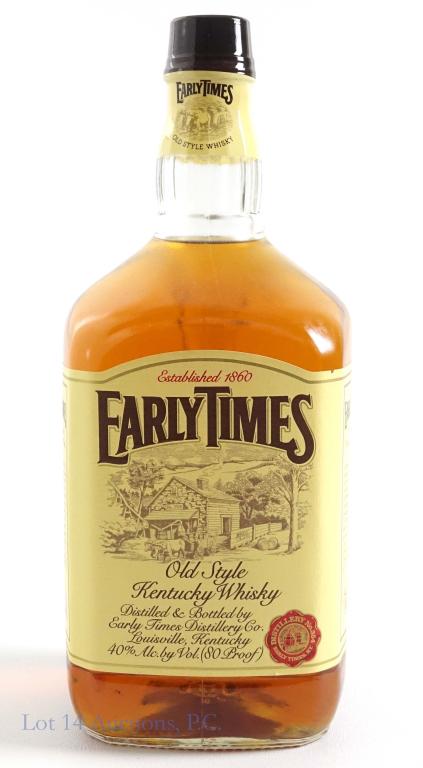 1995 1.75 L Early Times Bottle: ***IF YOU MAY NEED SHIPPING, PLEASE CALL US BEFORE BIDDING ON BOTTLES. 847-625-0555.*** 80 proof, 1.75 L and sealed. DSP 354.