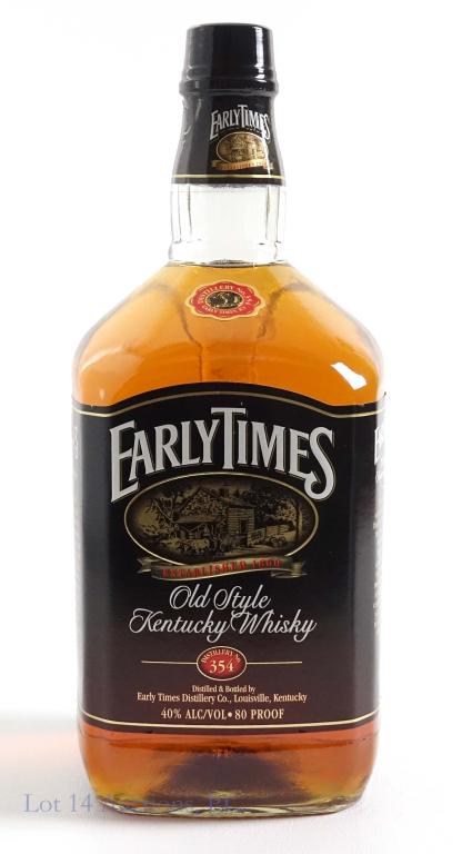 1999 1.75 L Early Times Bottle: ***IF YOU MAY NEED SHIPPING, PLEASE CALL US BEFORE BIDDING ON BOTTLES. 847-625-0555.*** 90 proof, 1.75 L and sealed. DSP 354.