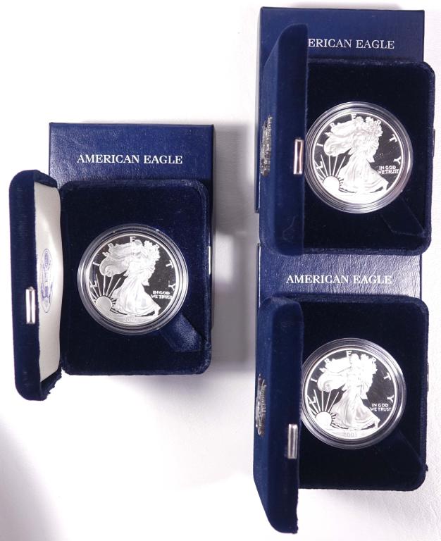 2001-w, 02-w, 03-w Proof Silver Eagles (3) (1 of 2)