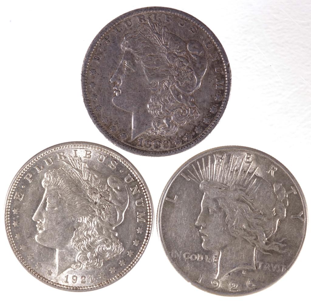 1882-o, 1921, 1926-s Silver Dollars (3) (1 of 2)