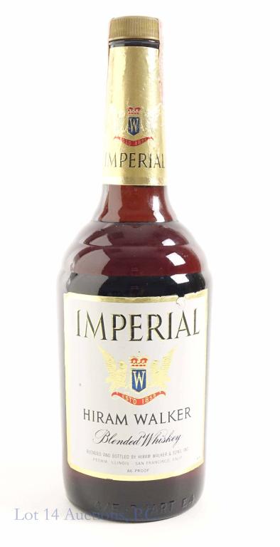 Hiram Walker Imperial Blended Whisky (1970s?): *** IF YOU MAY NEED SHIPPING, YOU MUST SPEAK WITH IAN BEFORE BIDDING ON BOTTLES*** Hiram Walker Imperial Blended whisky. We think from the 1970s. 86 proof. 4/5 quart. Full & sealed.