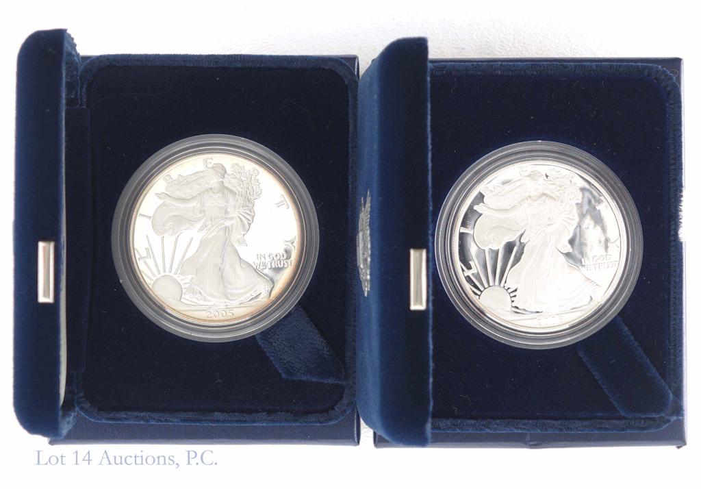 2005, 2006 Proof Silver Eagle Bullion Coins (1 of 6)
