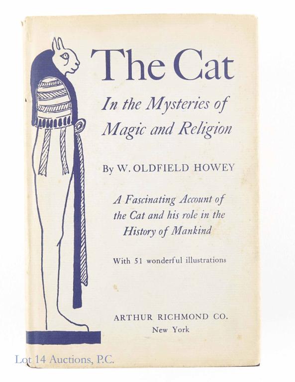 "The Cat in the Mysteries of Magic" (1955): "The Cat in the Mysteries of Magic and Religion", by Arthur Richmond (1955). Cover has some rips and stains.