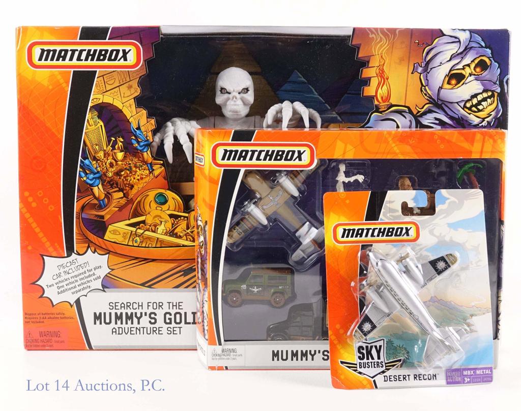 Matchbox Search for the Mummy's Gold: And Action Pack- new in box. Adventure set- new in box.