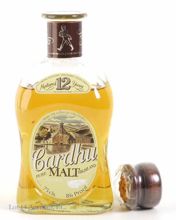 John Walker and Sons Cardhu Malt Scotch Whiskey*: *** IF YOU MAY NEED SHIPPING, PLEASE CALL US AND SPEAK WITH IAN BEFORE BIDDING ON BOTTLES. 847-625-0555.*** 86 proof, 750ml and **seal is broken.** Appears full. 12 year.