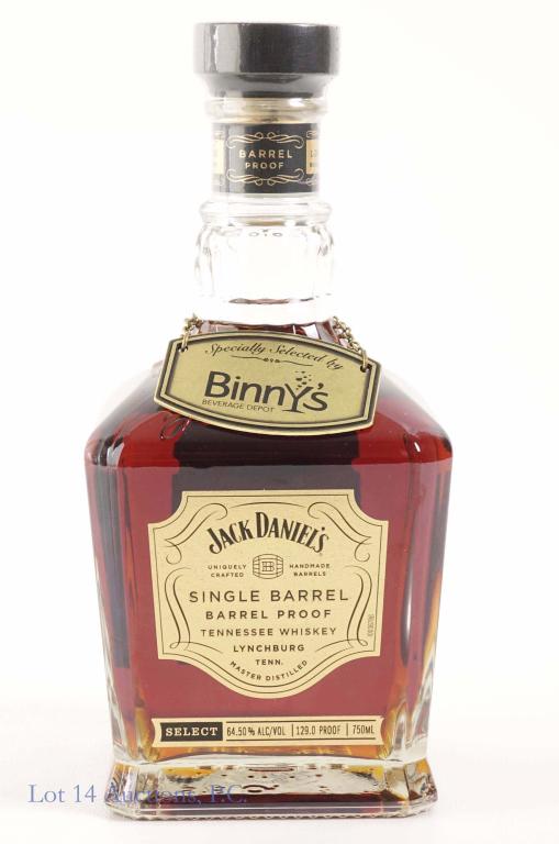 2021 Jack Daniel's Single Barrel - Binny's Pick: *** IF YOU MAY NEED SHIPPING, PLEASE CALL US BEFORE BIDDING ON BOTTLES. 847-625-0555. *** 64.5%- 129 proof, 750ml and sealed. Single Barrel. Barrel proof.