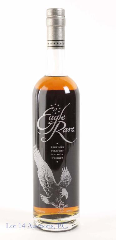 Eagle Rare Bourbon Whiskey: *** IF YOU MAY NEED SHIPPING, PLEASE CALL US BEFORE BIDDING ON BOTTLES. 847-625-0555. *** 90 proof, 750ml and sealed.