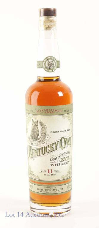 Kentucky Owl Batch 2, 11 Year Rye Whiskey: **IF YOU MAY NEED SHIPPING, PLEASE CALL US AND SPEAK WITH IAN BEFORE BIDDING ON BOTTLES. 847-625-0555.** 101.8 proof, 750ml, full and sealed. Batch 02, bottled 03/2018.