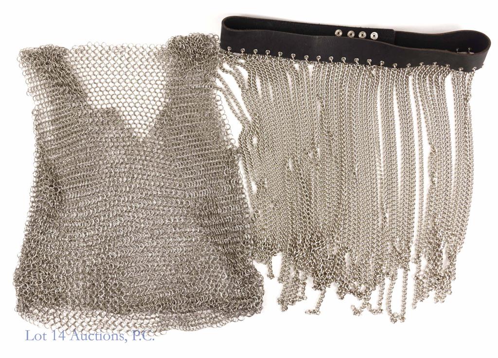 Chain Mail Armor Shirt & Skirt: Are you planning to go to war soon against an enemy armed with swords? Lot 14 Auctions has you (literally) covered! We offer a 2-piece chain mail shirt and skirt (designed for a roughly 40-44 inch wai