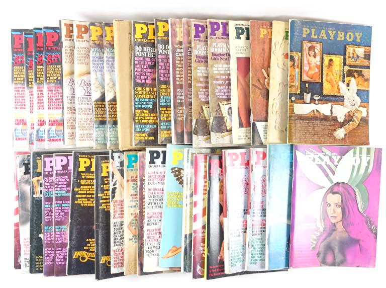 1970s-1980s Playboy Magazines: 1 magazine is still in original mailing packaging. We also noticed some duplicates.