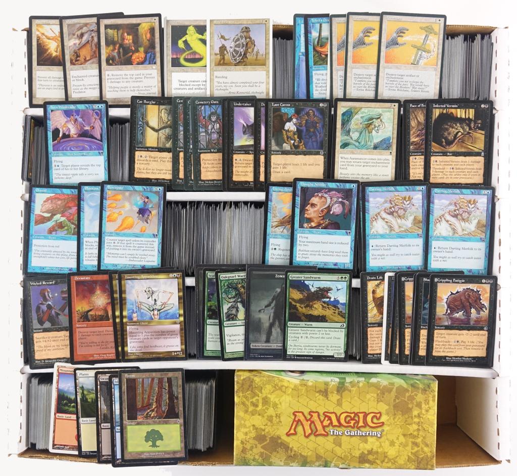 Magic: The Gathering Cards (25lbs): MTG box of cards. (3 rows of cards) MTG Box w/ 90s-00s. 25lbs of cards!