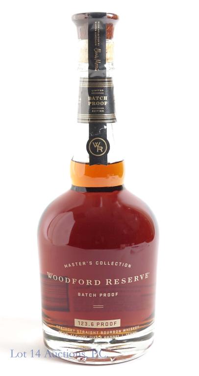 Woodford Reserve Batch Proof Master's Bourbon: IF YOU MAY NEED SHIPPING YOU MUST SPEAK WITH IAN BEFORE BIDDING ON BOTTLES. 847-625-0555. Master's Collection Batch Proof Woodford Reserve Kentucky Straight Bourbon Whiskey. 123.6 proof, 750ml. Full a