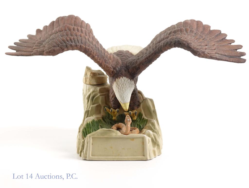 1984 The Eagle Rare Bourbon - Ceramic Decanter: *** IF YOU MAY NEED SHIPPING, PLEASE CALL US BEFORE BIDDING ON BOTTLES! 847-625-0555. *** 101 proof, 750ml and sealed. Series II No 2- The Nature Series. With neck tag. Missing front label / sticker.