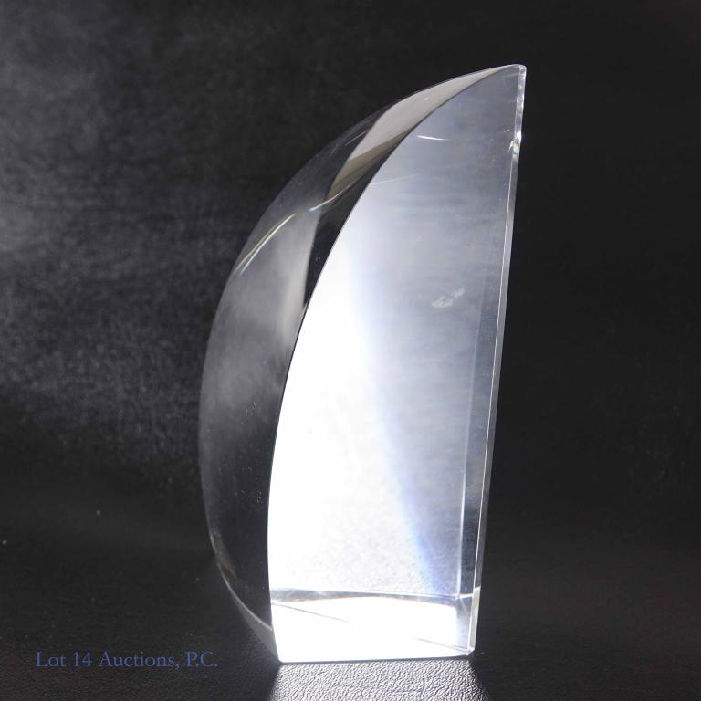 Tiffany & Co. "Sail" Glass Bookend: 6" tall.