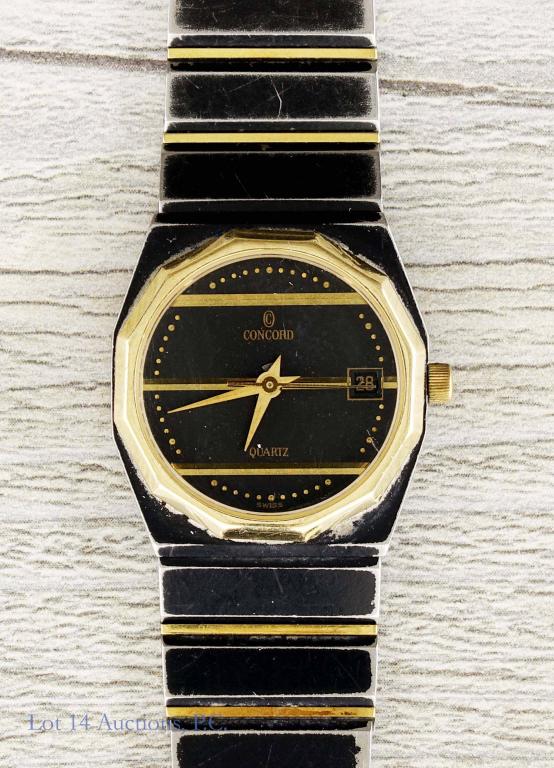 Lady's Gold Concord Mariner Watch: Lady's Concord Mariner watch. 14k gold or 18k gold bezel. Not running. Watch is 44.35 grams total weight.