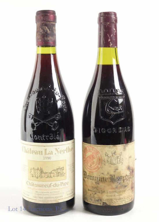 '90 (?) Domaine Raspail-Ay / '90 Chateau La Nerthe: **IF YOU NEED SHIPPING ON BOTTLES OR DECANTERS PLEASE CALL US BEFORE BIDDING! 847-625-0555!** 1990 (?) Domaine Raspail-Ay: 14%, 750ml and sealed. 1990 Chateau La Nerthe: 13.5%, 750ml and sealed.