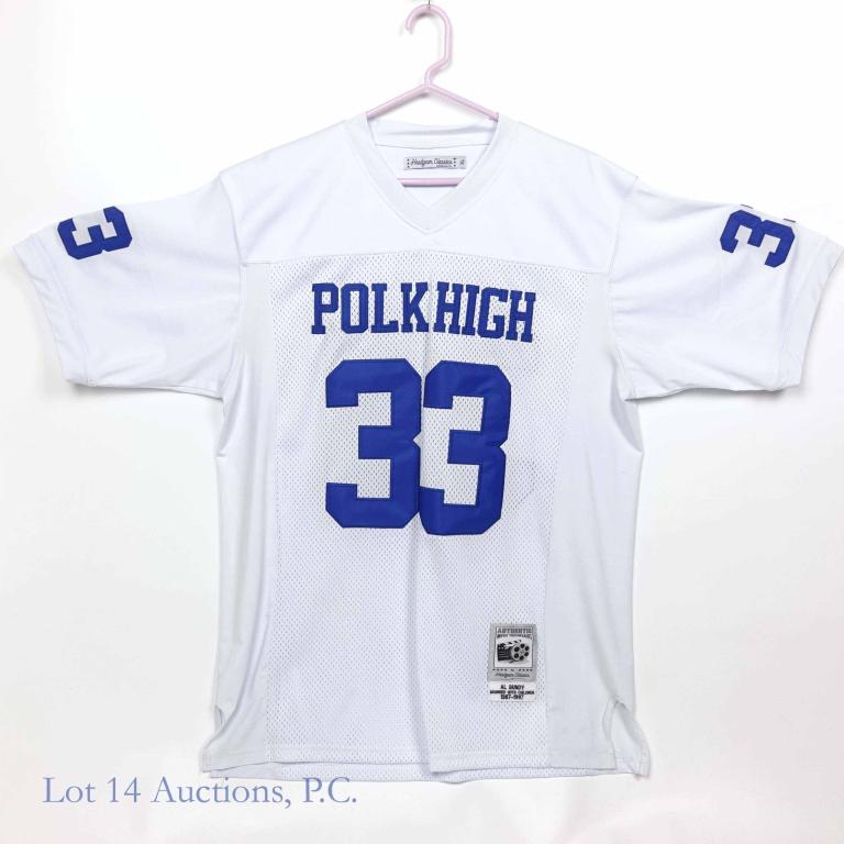 Al Bundy "Married with Children" Jersey: Al Bundy "Married with Children" Polk High Panthers #33 Football Jersey - a replica of the same jersey worn by Al Bundy when he scored 4 touchdowns to lead Polk High to the 1966 Chicago All-City Champ