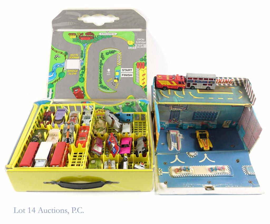 Matchbox & Hot Wheels Vehicles (25+) (1970s-1990s): Matchbox & Hot Wheels Vehicles (25+) (1970s-1990s). Also comes with (2) original carrying cases.