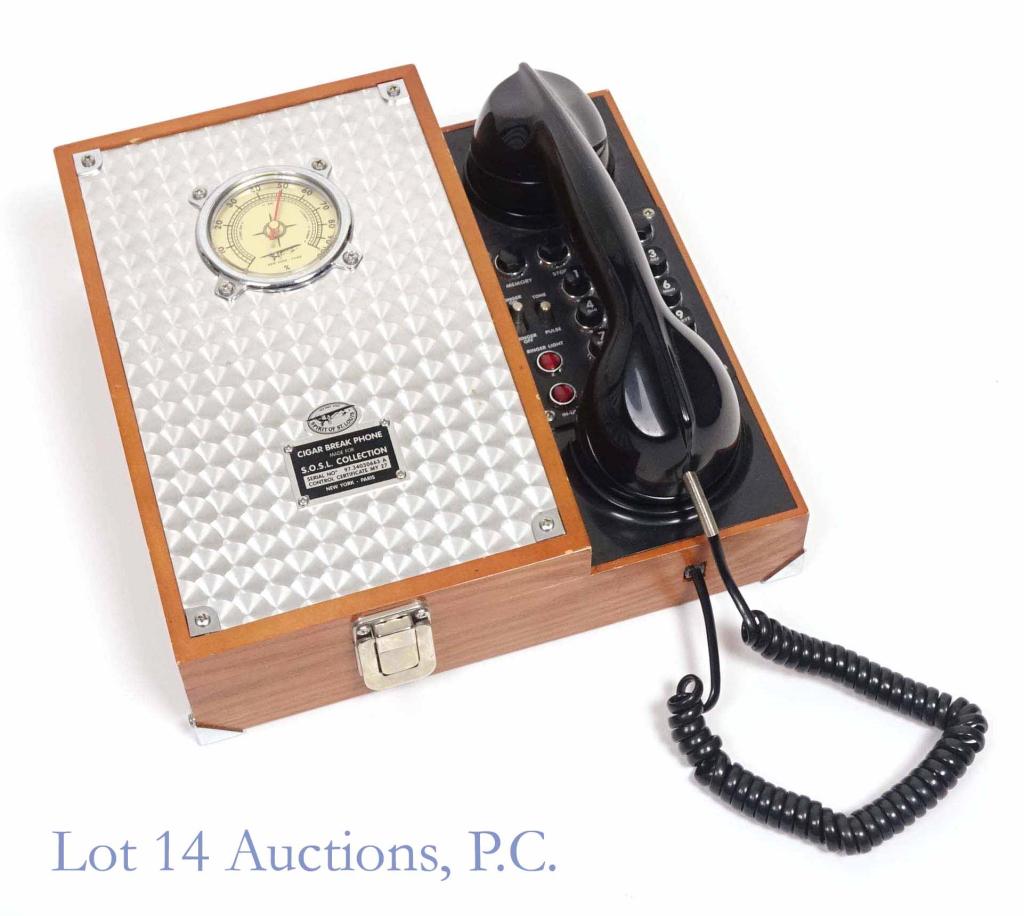 S.O.S.L. Humidor - Phone: "Spirit of St. Louis" cigar break humidor - telephone combination. We have not tested the phone, but it does come with the connecting cord. 10-1/2 x 10 x 3-2/4".