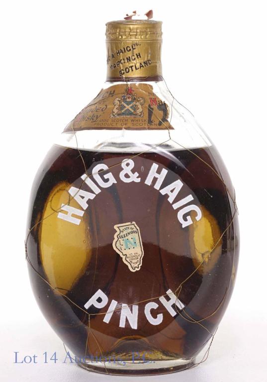 Haig and Haig Pinch w/ Spring Cap: *** IF YOU MAY NEED SHIPPING, PLEASE CALL US BEFORE BIDDING ON BOTTLES! 847-625-0555. *** Sealed. Series 111 strip.
